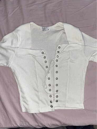 H&M Beyaz dekolteli crop