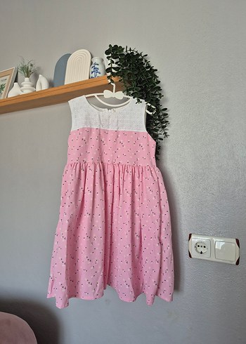 Dantel Detaylı Pembe Kız Çocuk Elbisesi - Görsel 2