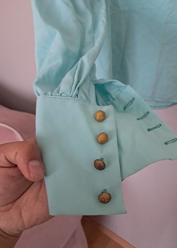 Turkuaz  Uzun Kollu Gömlek - Görsel 5