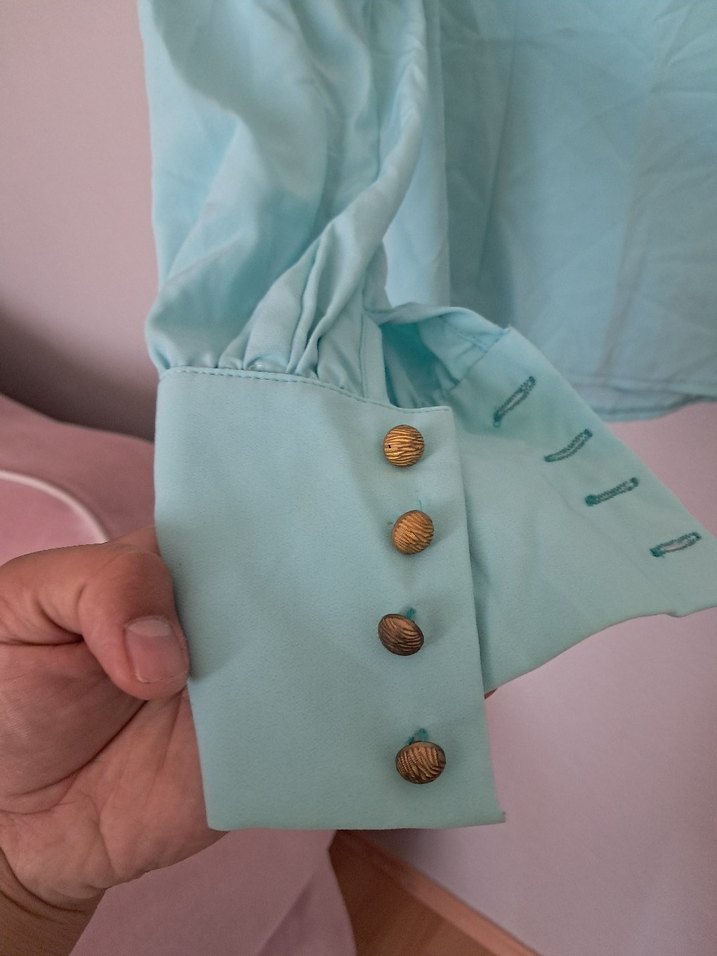 Turkuaz  Uzun Kollu Gömlek - Görsel 5