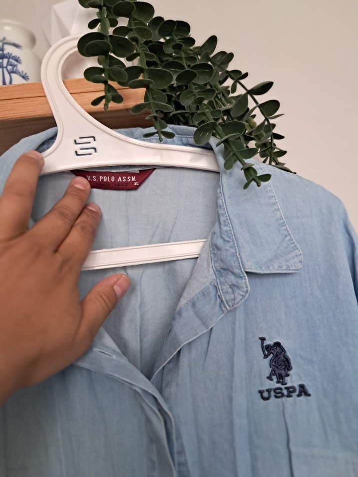 Uzun Kollu Düğmeli Denim Kadın Gömlek - Görsel 3