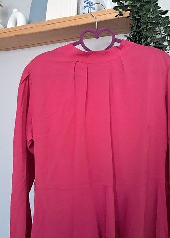 Pembe Uzun Kollu Salaş Kadın tunik - Görsel 3