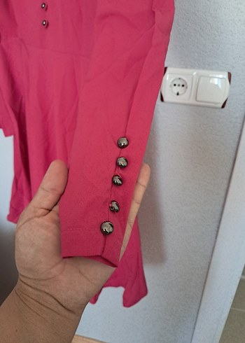 Pembe Uzun Kollu Salaş Kadın tunik - Görsel 6