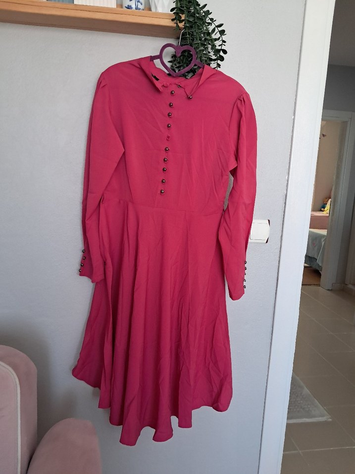 Pembe Uzun Kollu Salaş Kadın tunik - Görsel 5