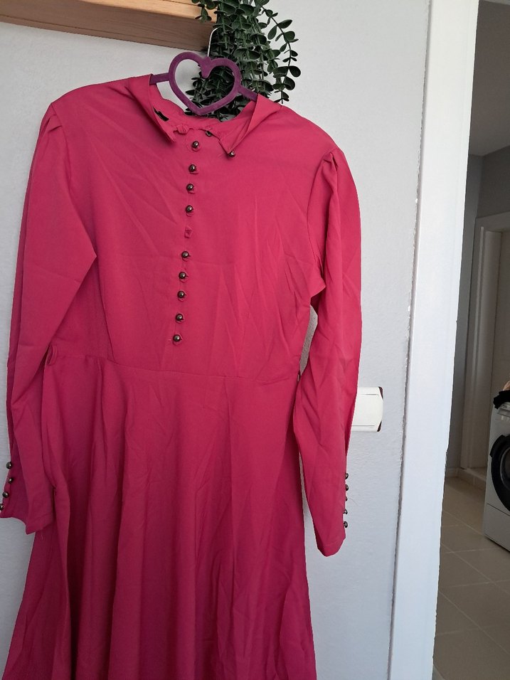 Pembe Uzun Kollu Salaş Kadın tunik - Görsel 4