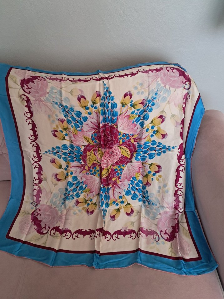 Bohem Çok Renkli İpek Kadın Fular - Görsel 2