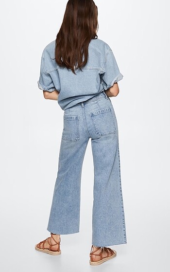 40 Beden mavi Renk Mango bol paça jeans