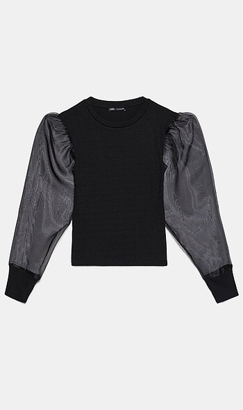 Zara kolları tül detaylı triko.