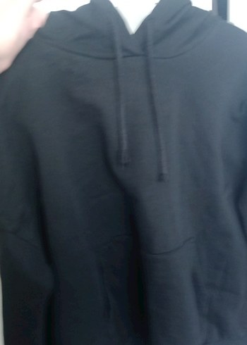 Siyah Kapüşonlu Kadın Sweatshirt