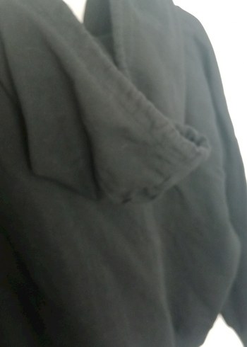 l Beden Siyah Kapüşonlu Kadın Sweatshirt