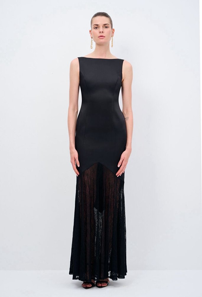 ADL siyah uzun elbise - Görsel 3