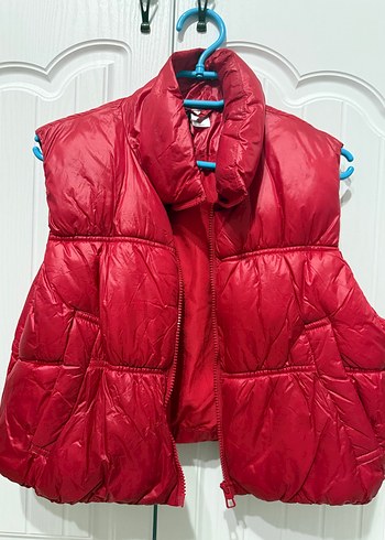 Kırmızı Fermuarlı Kısa Kadın Yelek - Görsel 2