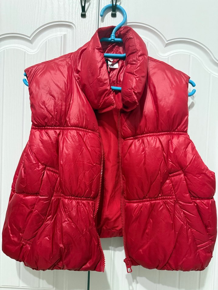 Kırmızı Fermuarlı Kısa Kadın Yelek - Görsel 2