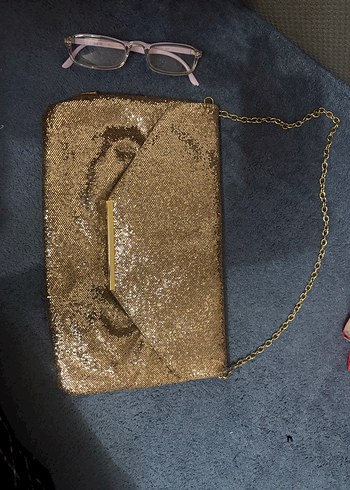 Altın Sarısı Parlak Pullu Kadın Çanta - Görsel 2