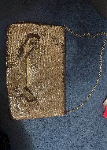 Altın Sarısı Parlak Pullu Kadın Çanta - Görsel 3