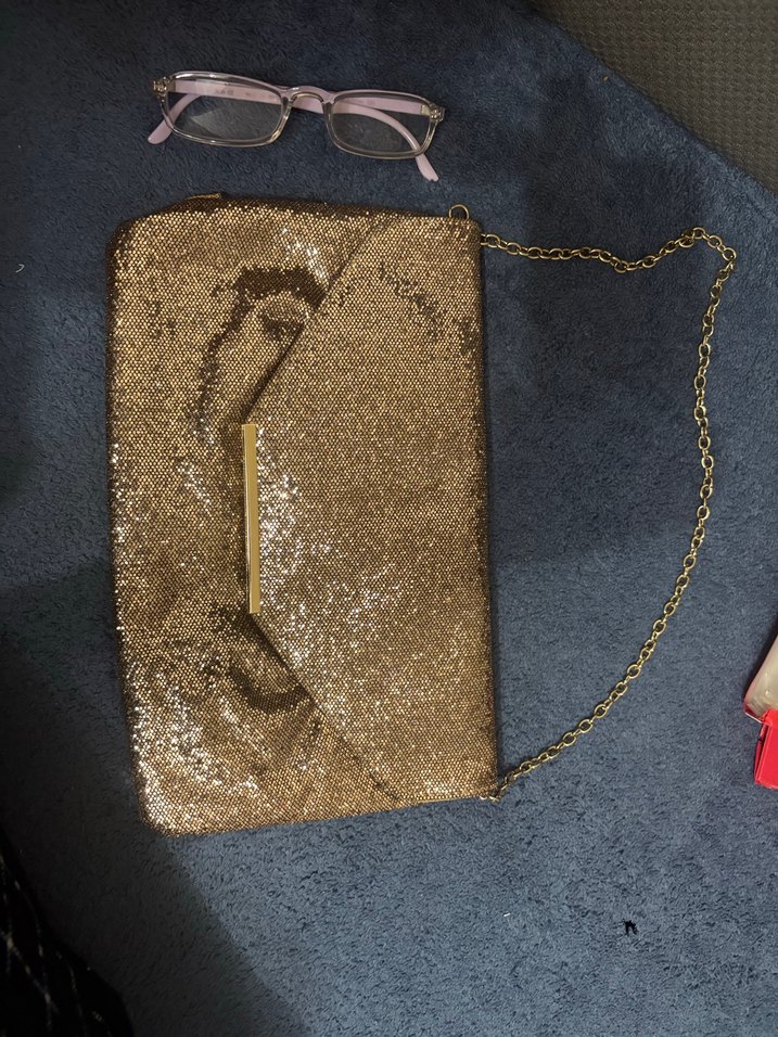 Altın Sarısı Parlak Pullu Kadın Çanta - Görsel 2