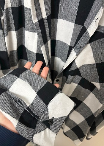 Siyah Beyaz Ekose Pamuklu Uzun Kollu Gömlek - Görsel 4