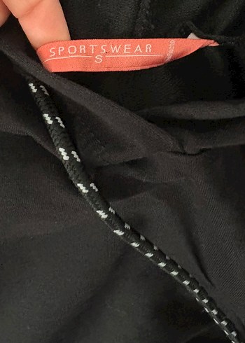 Lastik Detaylı Siyah Kapüşonlu Sweatshirt - Görsel 3