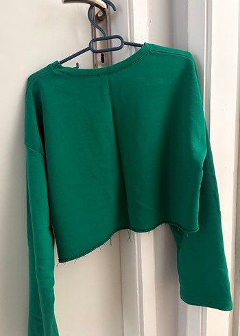 Yeşil Salaş Kadın Crop Sweatshirt - Görsel 6