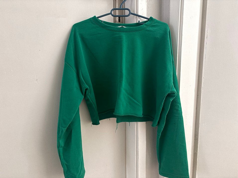 Yeşil Salaş Kadın Crop Sweatshirt - Görsel 5