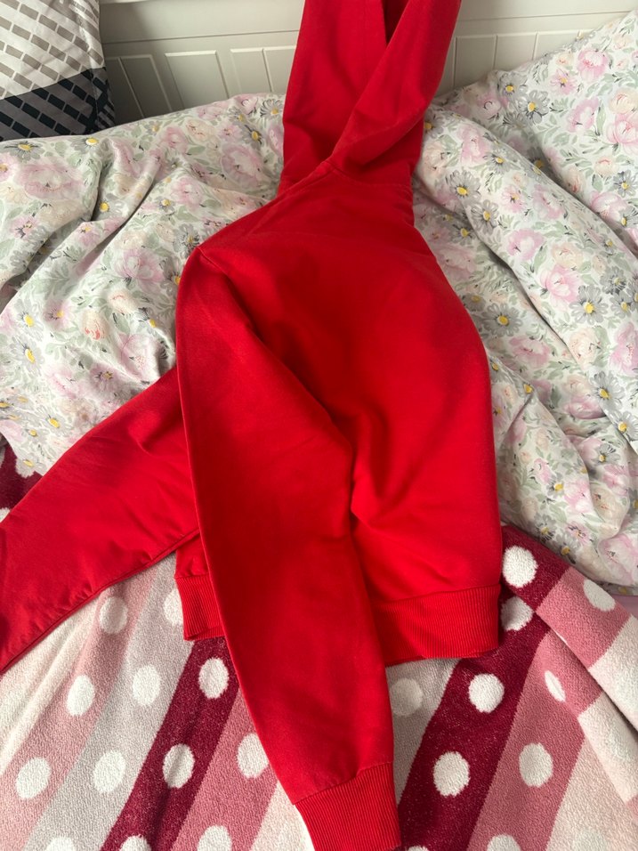 Kırmızı Fermuarlı Kadın Crop Sweatshirt - Görsel 4