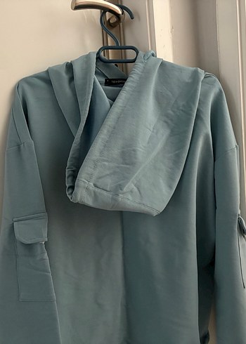 Grimsi/ Mavimsi Kapüşonlu Rahat Kesim Kadın Sweatshirt - Görsel 5