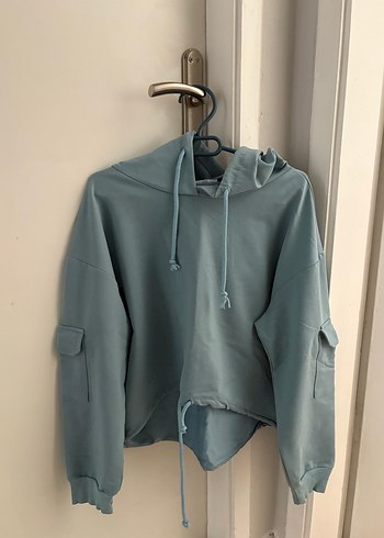 Grimsi/ Mavimsi Kapüşonlu Rahat Kesim Kadın Sweatshirt - Görsel 7