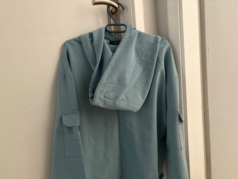 Grimsi/ Mavimsi Kapüşonlu Rahat Kesim Kadın Sweatshirt - Görsel 5