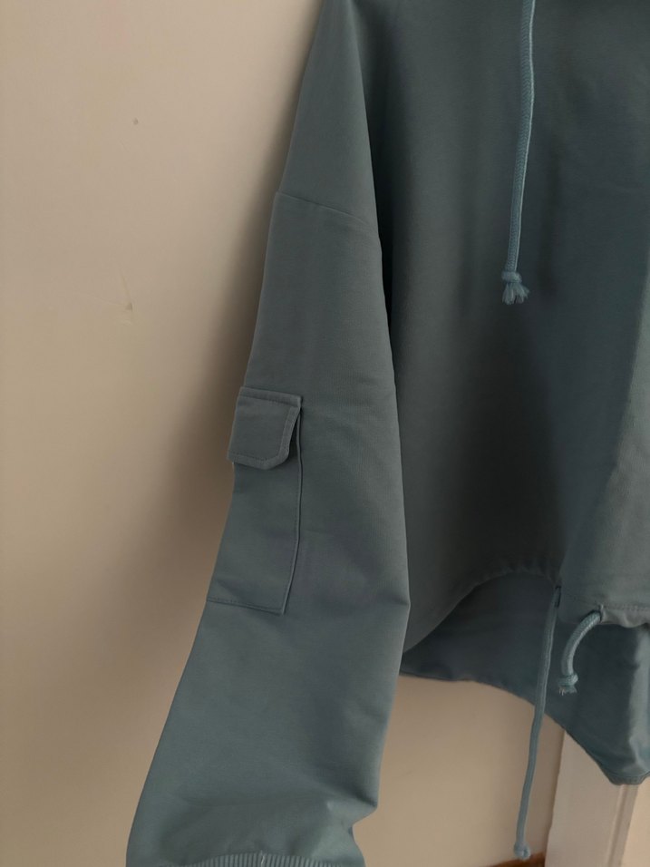 Grimsi/ Mavimsi Kapüşonlu Rahat Kesim Kadın Sweatshirt - Görsel 4