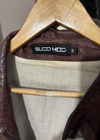 Düğmeli Bordo Deri Ceket - Görsel 3