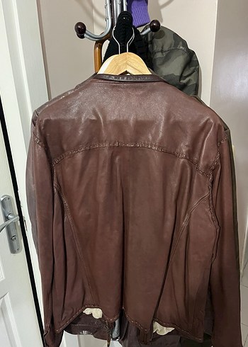 Düğmeli Bordo Deri Ceket - Görsel 4