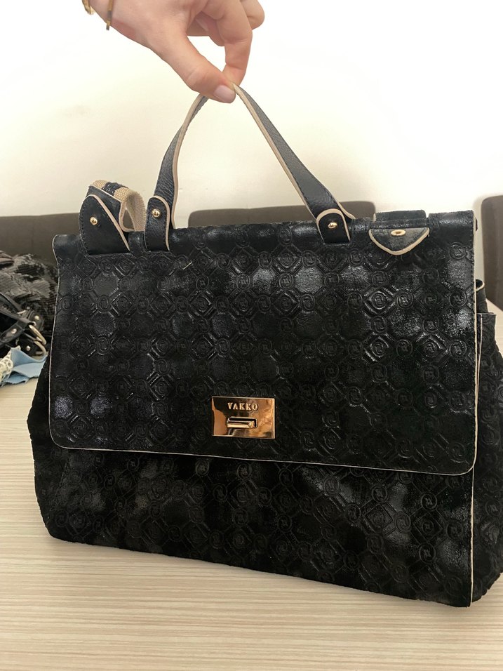 Vakko Klasik Siyah Deri Kadın Çanta - Görsel 4