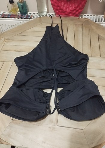 Uzun Kollu Siyah Drapeli Kadın Mayo - Görsel 2