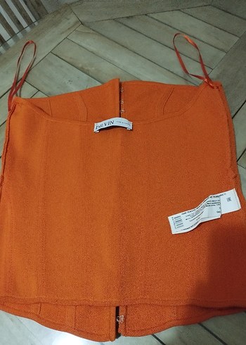 Turuncu Örgü Strappy Büstiyer - Görsel 4