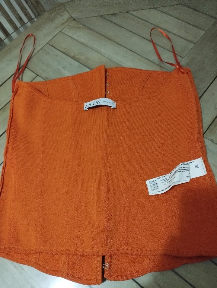 Turuncu Örgü Strappy Büstiyer - Görsel 4