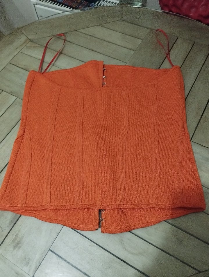 Turuncu Örgü Strappy Büstiyer - Görsel 3