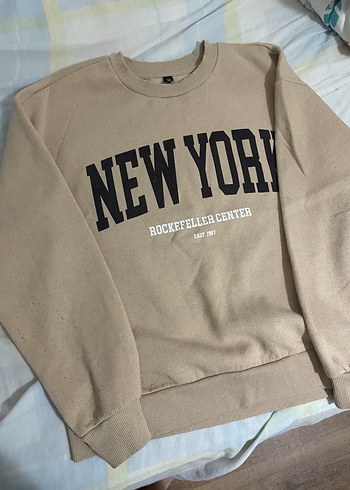 Kadın Kahverengi New York Baskılı Sweatshirt