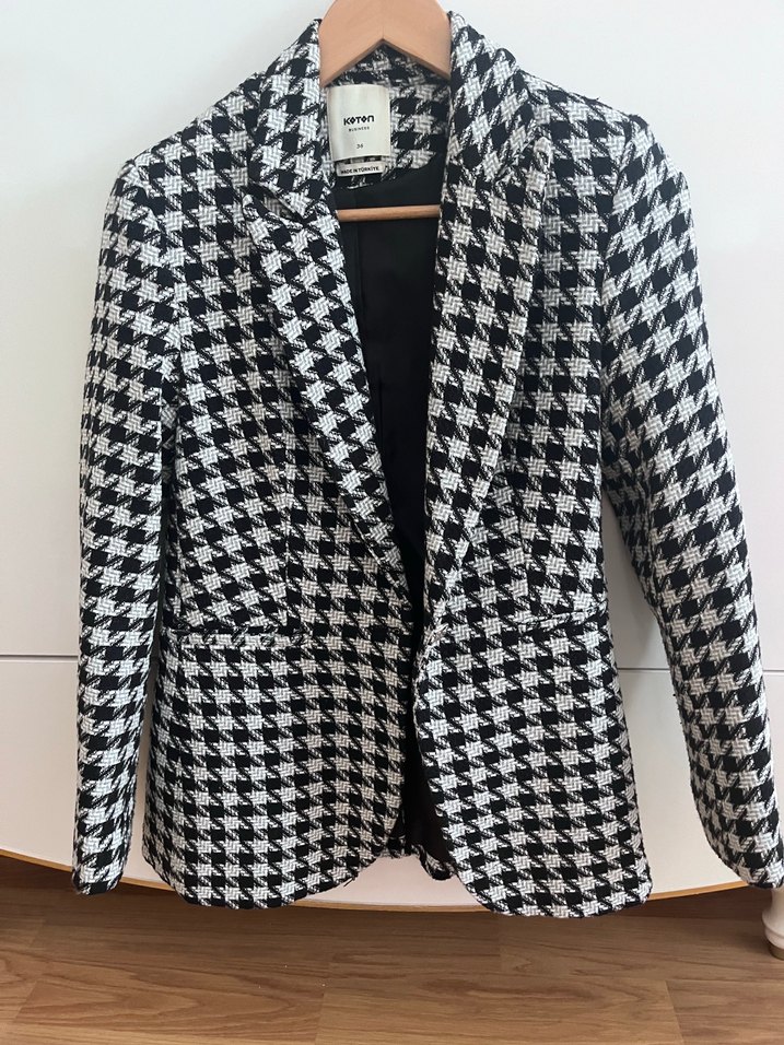 Koton Siyah-Beyaz Houndstooth Blazer — görsel 4/4