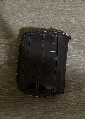 Beden Antrasit renk Deri Yılan Desenli Fermuarlı Kadın Cüzdanı