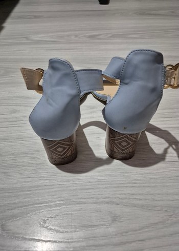 turkuaz tek bantlı Topuklu Kadın Ayakkabı - Görsel 3