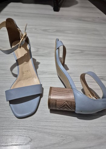 turkuaz tek bantlı Topuklu Kadın Ayakkabı - Görsel 2