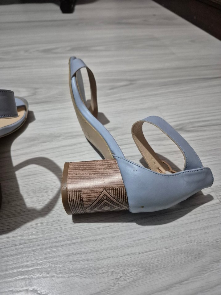 turkuaz tek bantlı Topuklu Kadın Ayakkabı - Görsel 4