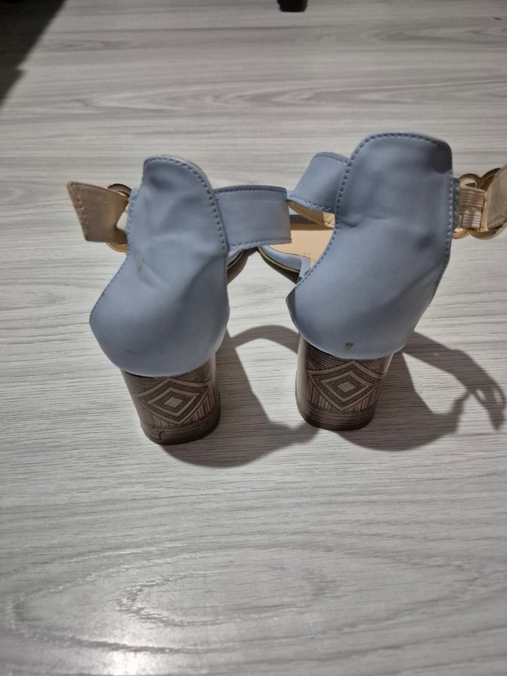 turkuaz tek bantlı Topuklu Kadın Ayakkabı - Görsel 3