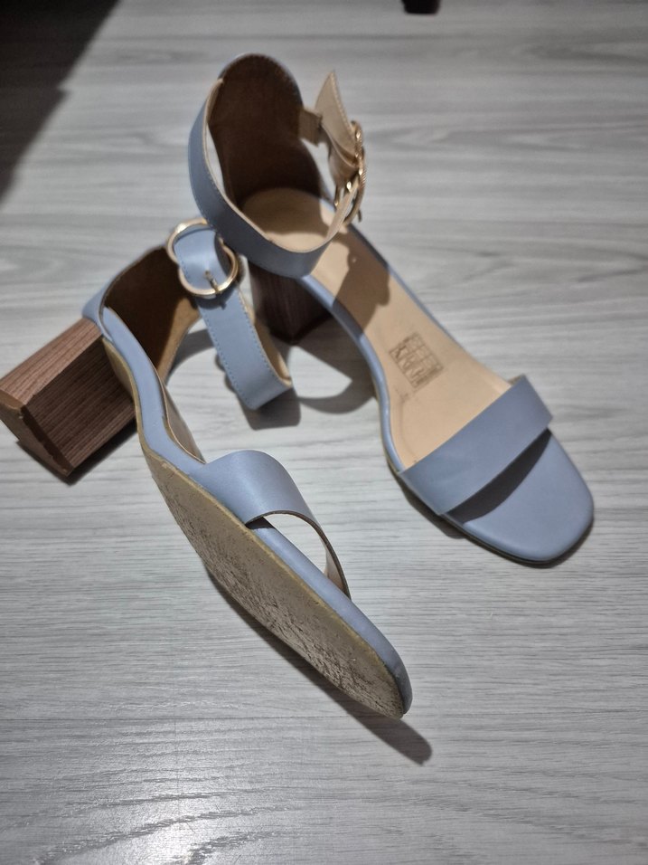 turkuaz tek bantlı Topuklu Kadın Ayakkabı - Görsel 5