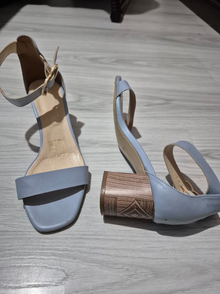 turkuaz tek bantlı Topuklu Kadın Ayakkabı - Görsel 2