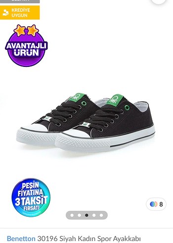 Benetton Siyah Kadın Spor Ayakkabı