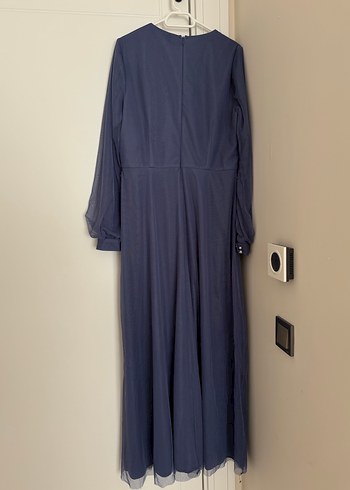 Navy Uzun Kollu Pilili Bohem Elbise - Görsel 7