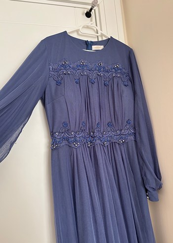 Navy Uzun Kollu Pilili Bohem Elbise - Görsel 4