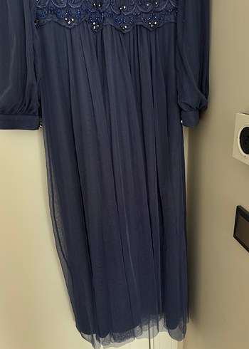 Navy Uzun Kollu Pilili Bohem Elbise - Görsel 6