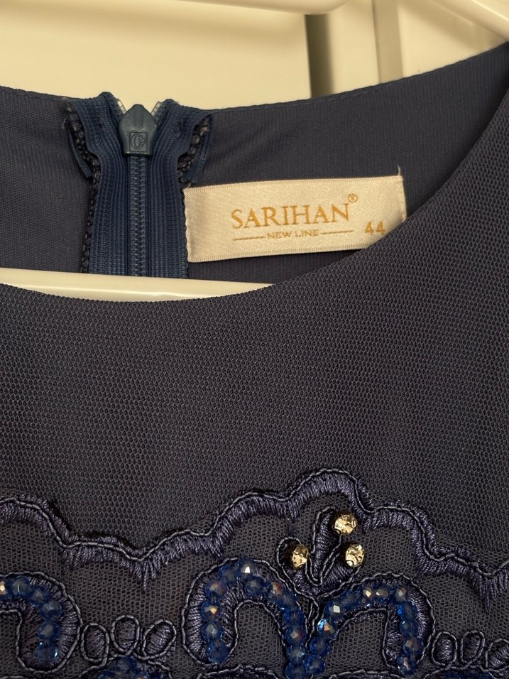 Navy Uzun Kollu Pilili Bohem Elbise - Görsel 5